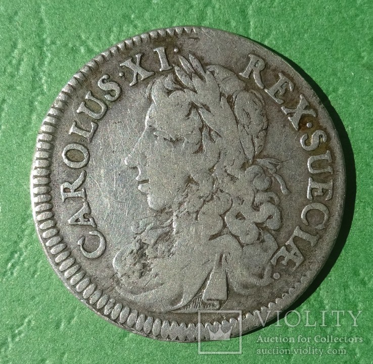 2 марки 1674, Швеция. Король Карл XI (1660–1697). DF., фото №2