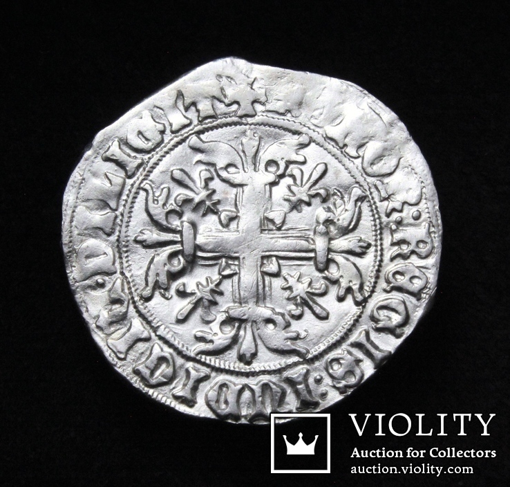 Король Неаполю Роберт І «Мудрий» (1309-1343рр.), срібний джильято 1309-1317рр., м.Неаполь, фото №4