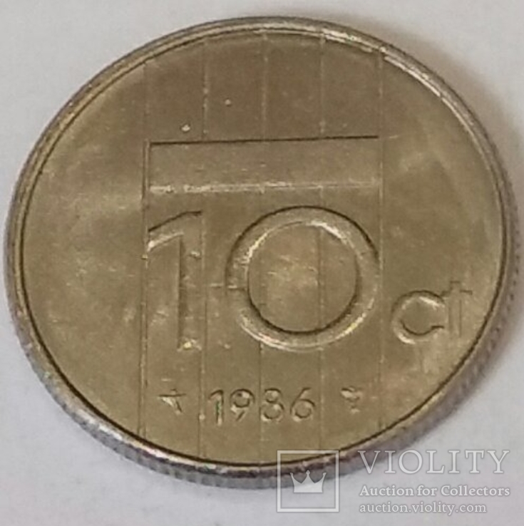 Нідерланди 10 центів, 1986, фото №2