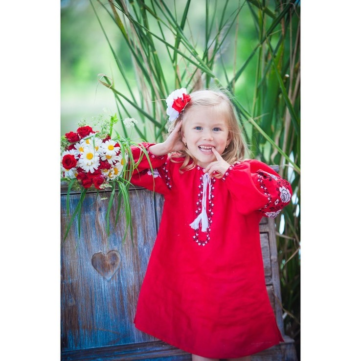 Червона сукня-туніка для дівчинки, фото №2