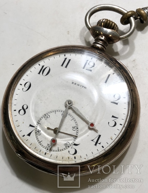Серебряные карманные часы ZENITH. На ходу, фото №3