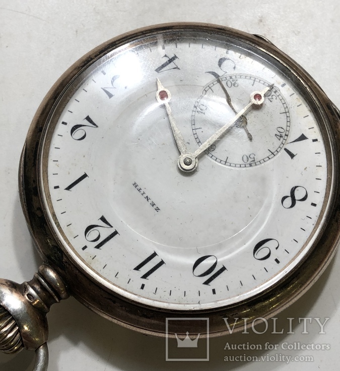 Серебряные карманные часы ZENITH. На ходу, фото №4