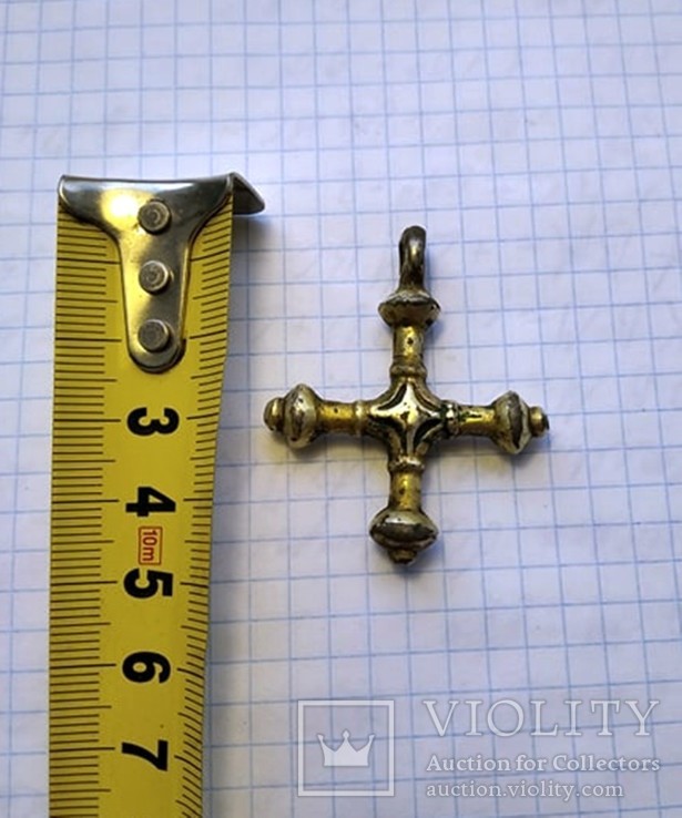 Большой серебренный в позолоте крест КР(неописанный,вес 15 грамм), фото №3