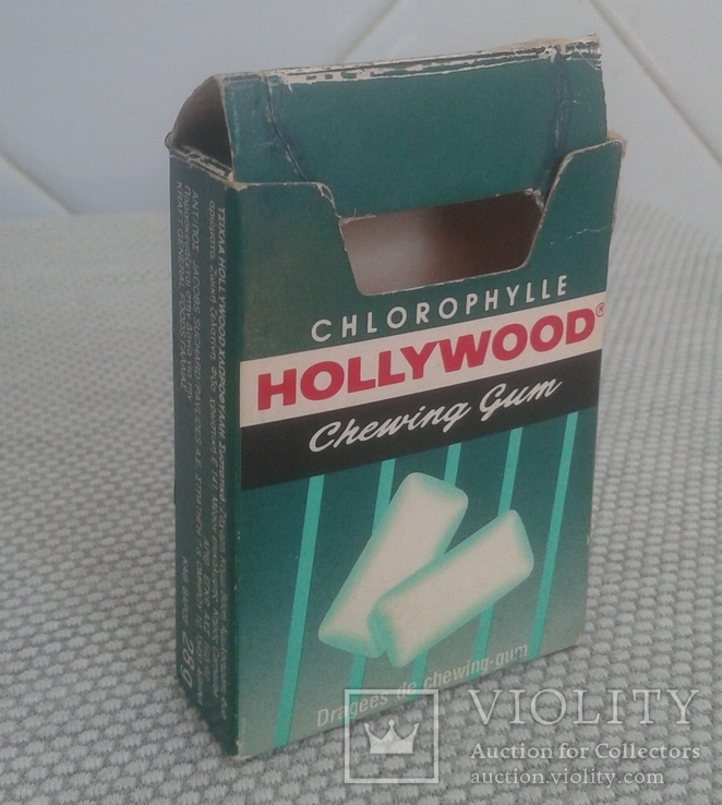 HOLLYWOOD Chlorophylle Chewing Gum - коробочка от жвачки-драже , Дания, фото №12