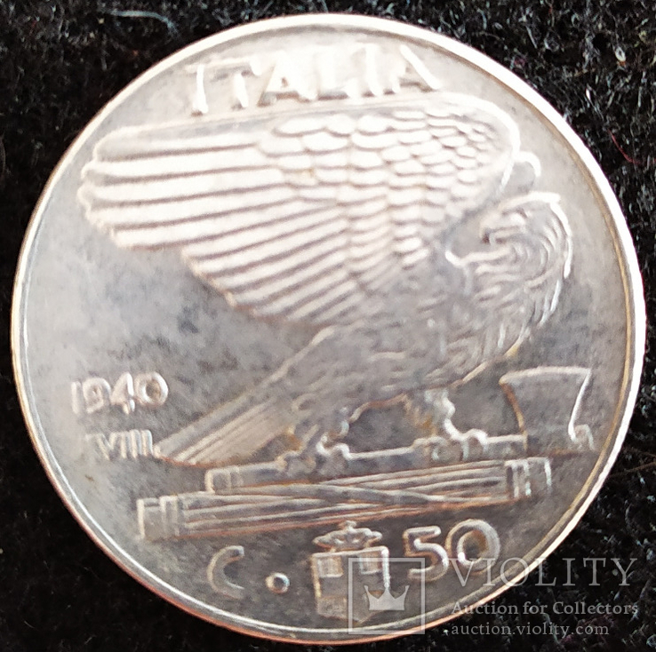 Італія 50 чентезимо, 1940 Магнетик Монета &gt; 50 чентезимо, 1940 - Італія - obverse, фото №2