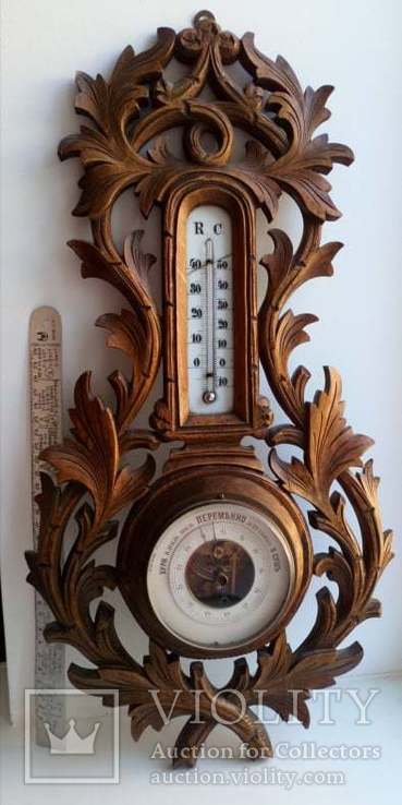 Старинный резной барометр .Царская Россия ., фото №2
