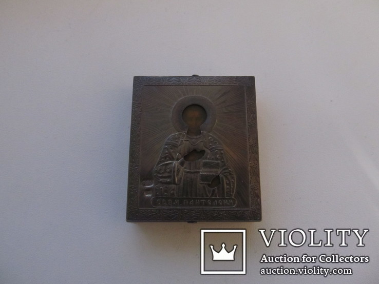 Иконка-образок ‘‘Св. Пантелеймон’’, серебро 84, реплика., фото №3