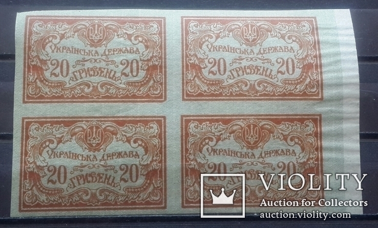 Украина. 20 гривен 1918 года. Квартблок.