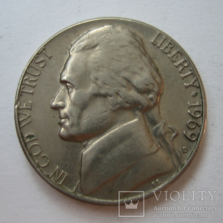 США 5 центов 1969 года. D, фото №4