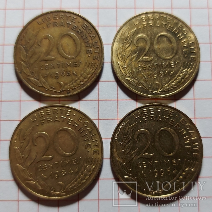 Франция. 20 сантимов. 1963, 1981, 1984, 1996, фото №3