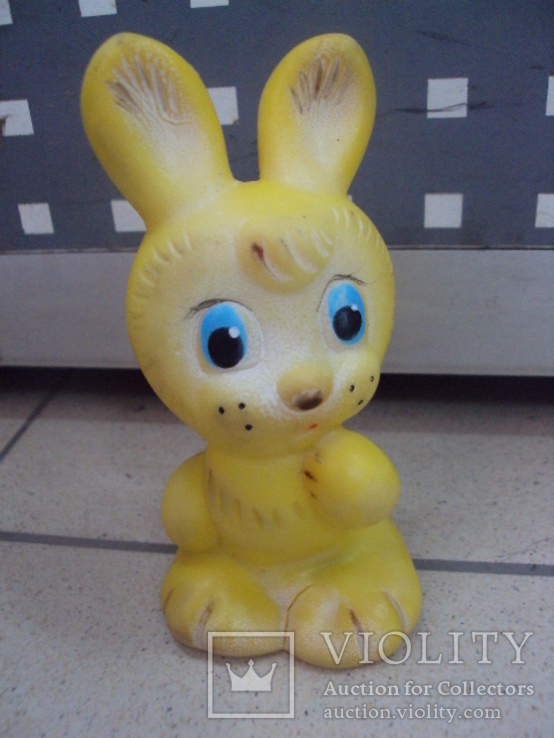 Детская игрушка винтаж ссср заяц зайчик зайка резина, фото №2