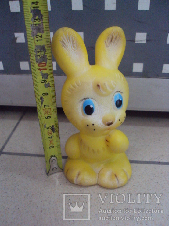 Детская игрушка винтаж ссср заяц зайчик зайка резина, фото №3