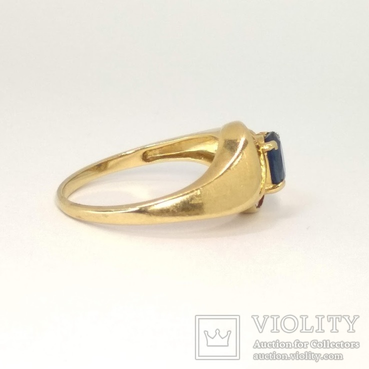 Золотое кольцо с натуральным сапфиром и бриллиантами, фото №7