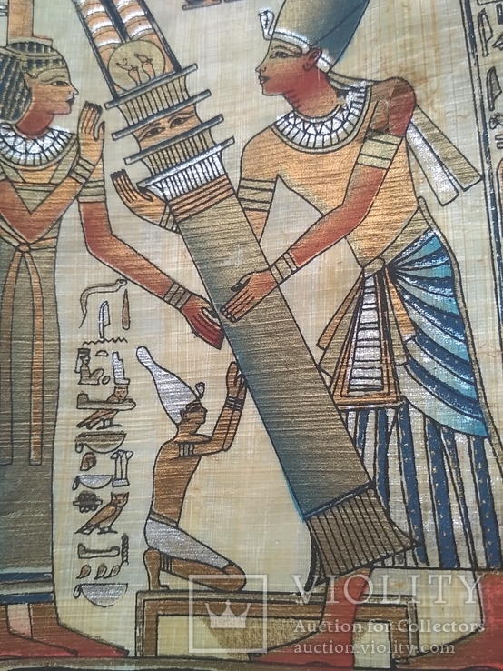 Картина на папирусе , Египет , 17 * 20 см. , подпись мастера, фото №13