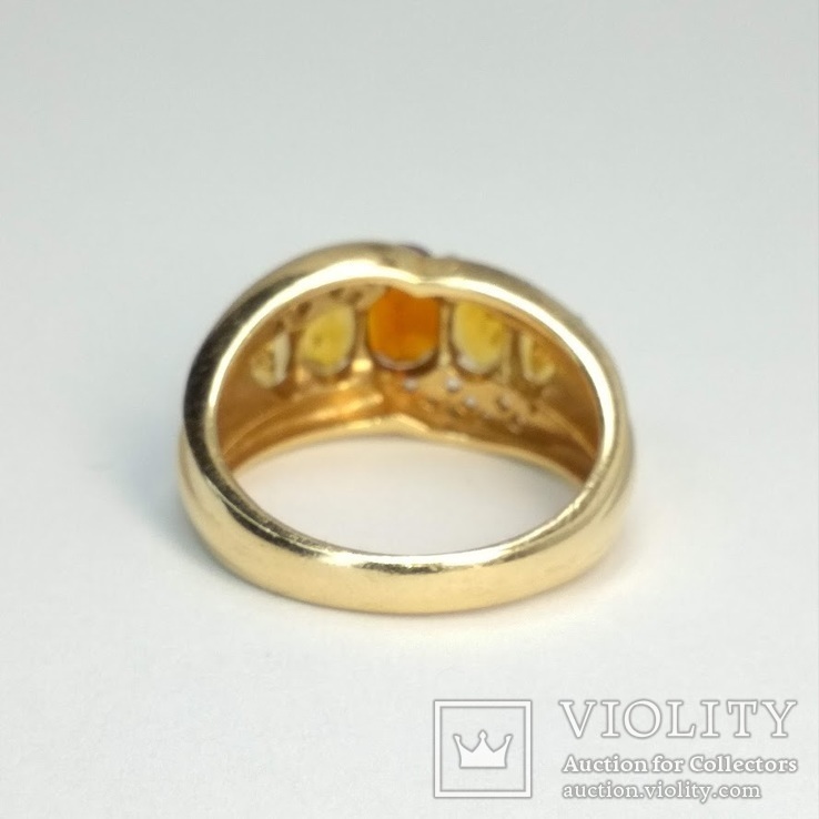 Винтажное золотое кольцо с цитринами, фото №5