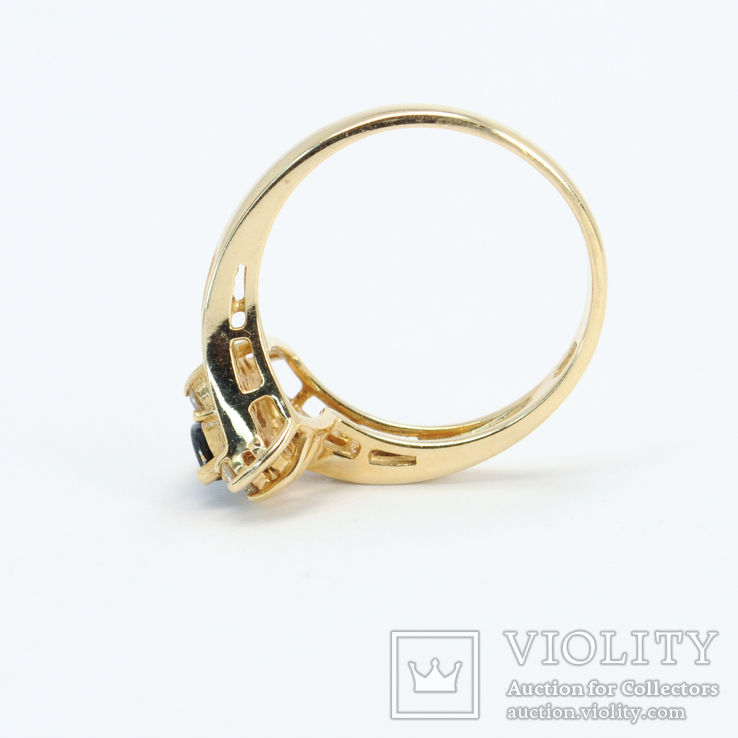Изящное золотое кольцо с сапфиром и бриллиантами, фото №6