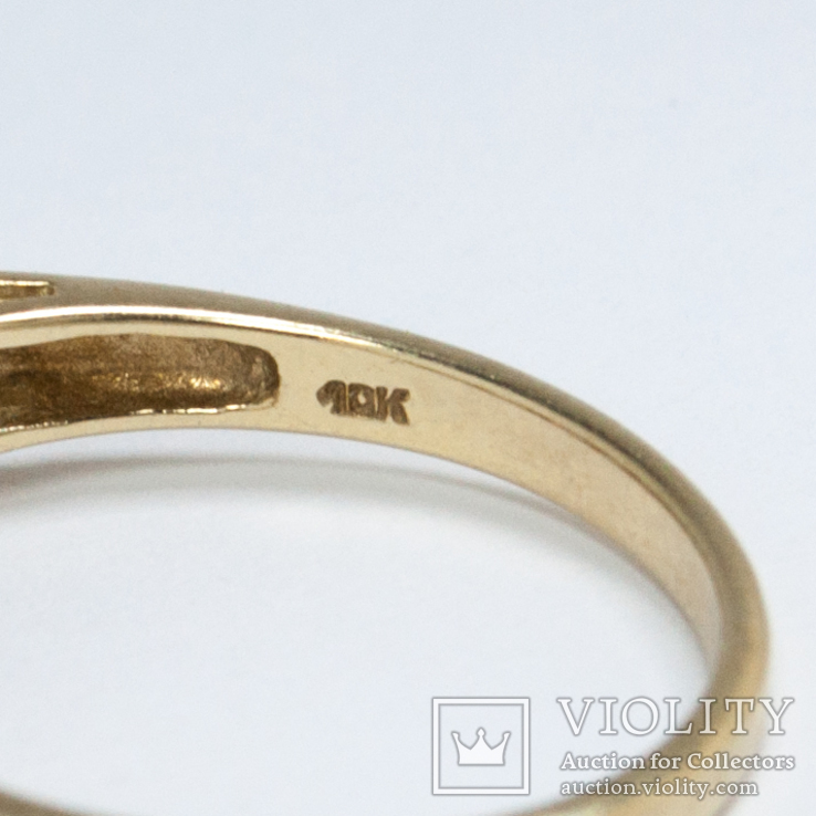 Винтажное золотое (10к) кольцо с натуральными аметистами, фото №4