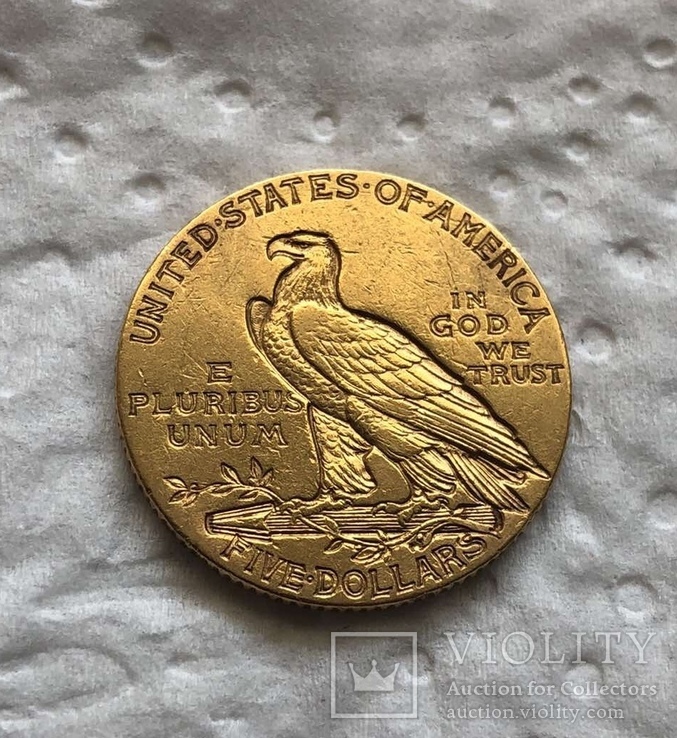 США 5 $ 1911 год 8,35 грамм золота 900’, фото №3