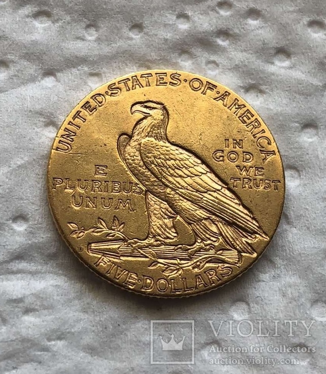 США 5 $ 1909 год 8,35 грамм золота 900’, фото №3
