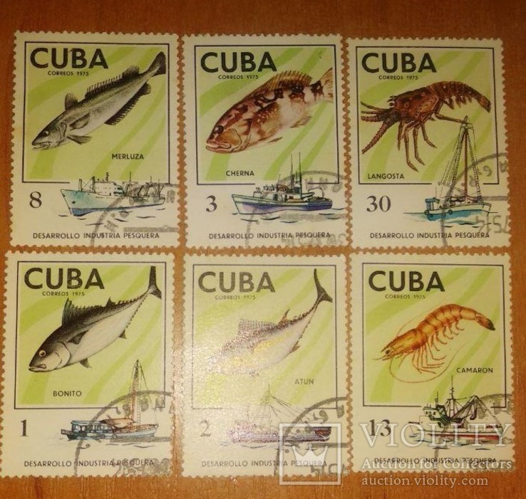 Марки Куби "Розвиток рибної промисловості" - серія 6 штук