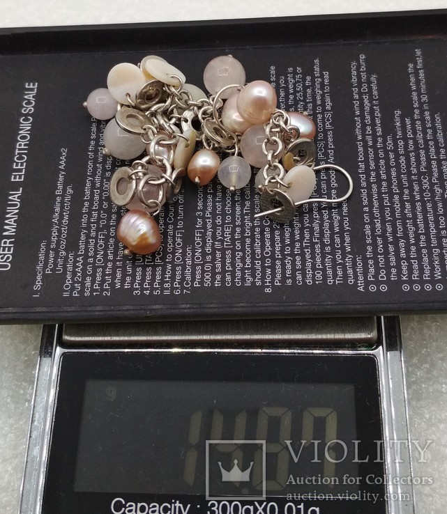 Набор серьги и подвеска серебро 925 натуральный жемчуг, фото №3