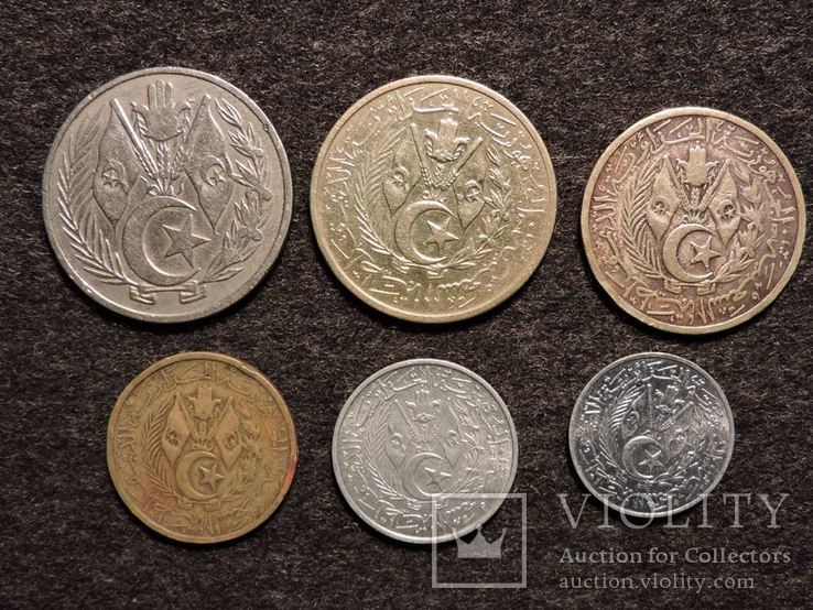Алжир 1 динар 1964, 50 сант 1964, 20 сант 1964, 10 сант 1964. 2 сант 1964, 1 сант 1964, фото №3