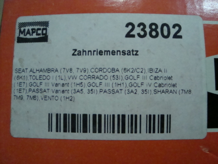 MAPCO 23802 Комплект ремня ГРМ SEAT VOLKSWAGEN, photo number 4