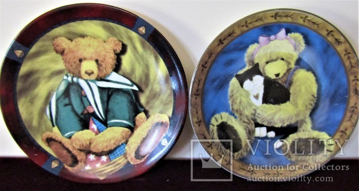 Декоративные тарелки плюшевые мишки Тедди Teddy bears мальчик и девочка, фото №3
