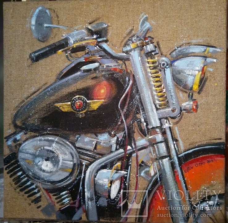 Картина «Harley-Davidson». Художник Ellen ORRO. джут/акрил. 50х50, 2019 г., фото №3