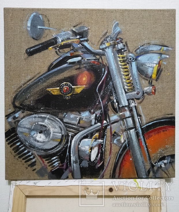 Картина «Harley-Davidson». Художник Ellen ORRO. джут/акрил. 50х50, 2019 г., фото №5
