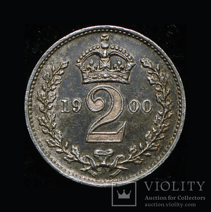 Великобритания 2 пенса 1900 маунди Unc серебро