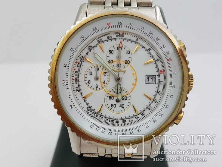 Часы-имитация марки Breitling, хронограф, кварц, механизм Miyota, Япония., фото №4
