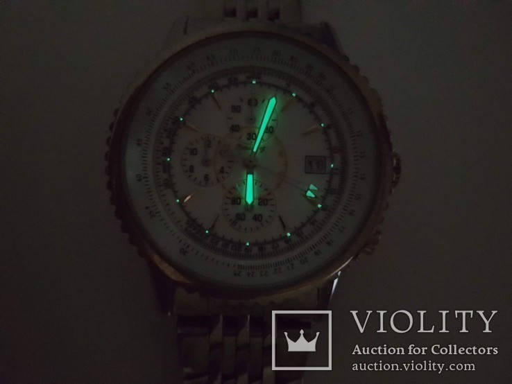 Часы-имитация марки Breitling, хронограф, кварц, механизм Miyota, Япония., фото №11