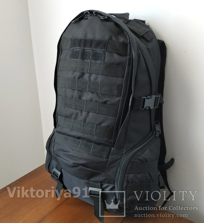 Тактический городской штурмовой рюкзак с системой M.O.L.L.E черный, фото №2