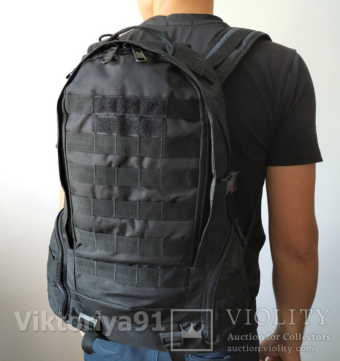 Тактический городской штурмовой рюкзак с системой M.O.L.L.E черный, фото №10