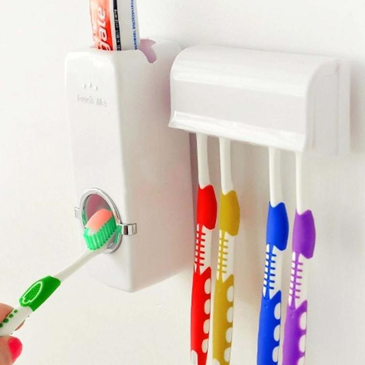 Дозатор автоматический зубной пасты Toothpaste Dispenser с держателем зубных щеток, фото №8