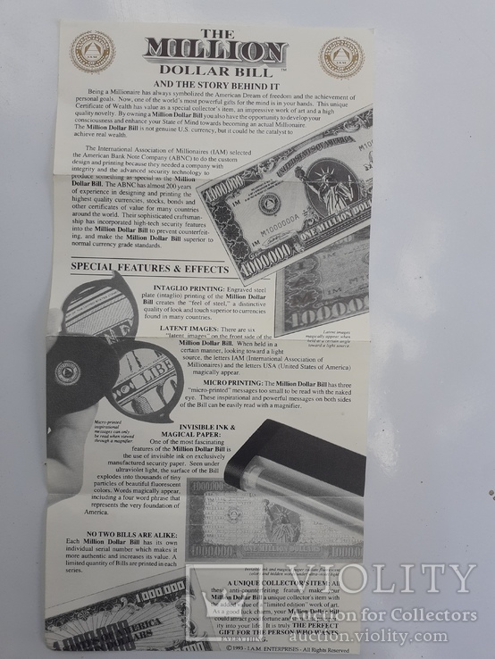 1000000 миллионов долларов USA 1988 Банкноты курюра миллионов  долларов, фото №8