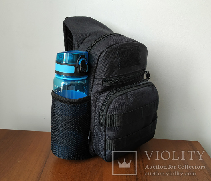 Сумка рюкзак 5 л с отделением под бутылку тактическая военная ( чорная), фото №2