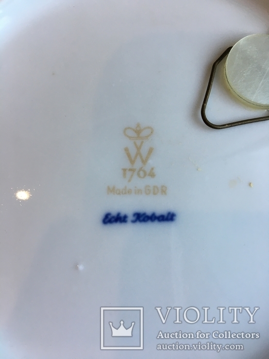 Настенная тарелка,Wallendorf, кобальтовая роспись, фото №5