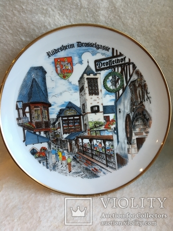 Коллекционная немецкая тарелка,Kleiber, клеймо, позолота, фото №2