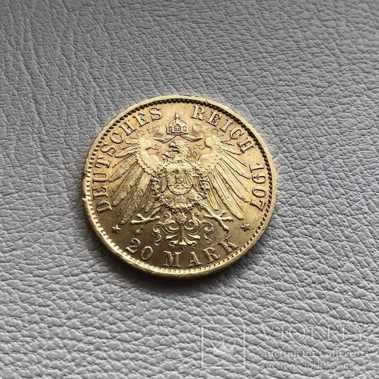 Пруссия 20 марок 1907 год 7,96 грамм 900’, фото №3