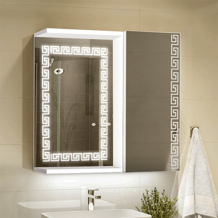 Зеркальный шкаф с подсветкой для ванной комнаты 600х700 мм, фото №2