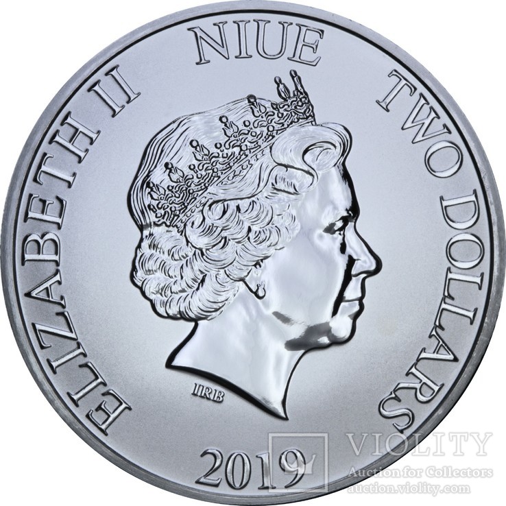 Срібна монета 1oz Король Лев 2 долара Ніуе 2019, фото №3