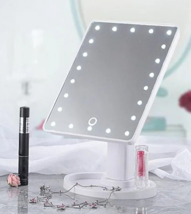 Зеркало для макияжа с подсветкой Large LED Mirror 22 лед сенсорная регулировка