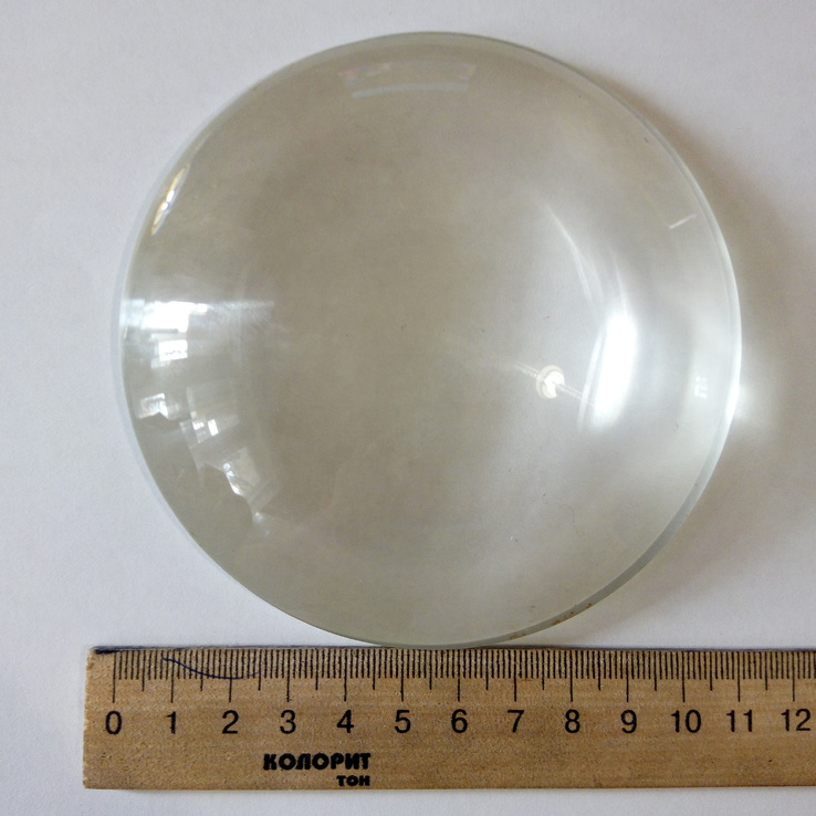 Увеличительное стекло (линза), 112 мм.Стеклянная,плосковыпуклая.(Кратн 8-10х.См.фото)+*., фото №5