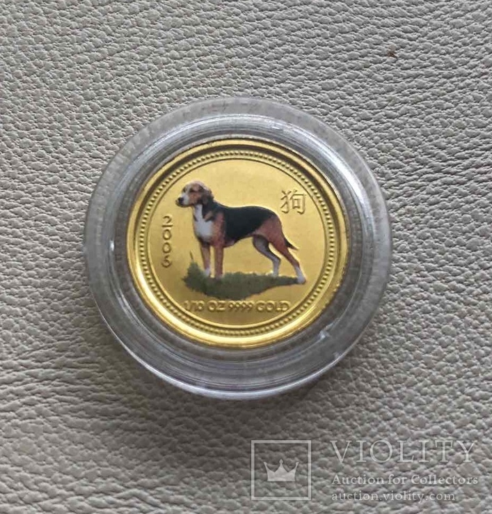 Год Собаки Австралия 2006 год 15$ 1/10 унции 9999’ золото, фото №2