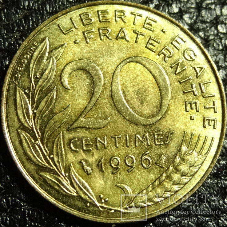 20 сантимів Франція 1996, фото №2