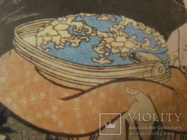 Репродукция Азиатской гравюры - Гейша на фоне сакуры., фото №8