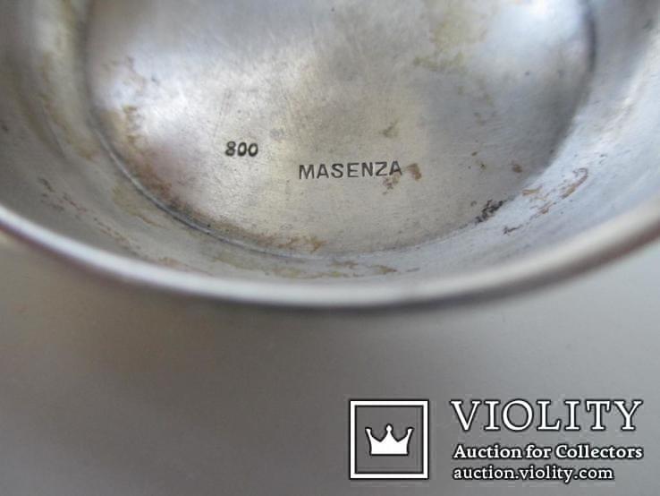 Серебро пепельница Попугай. клеймо Masenza и серебро 800. h- 10 см., фото №6