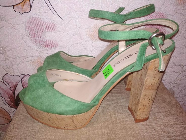 №35 замшеві зелені босоножки epe-shoes р.38, фото №7
